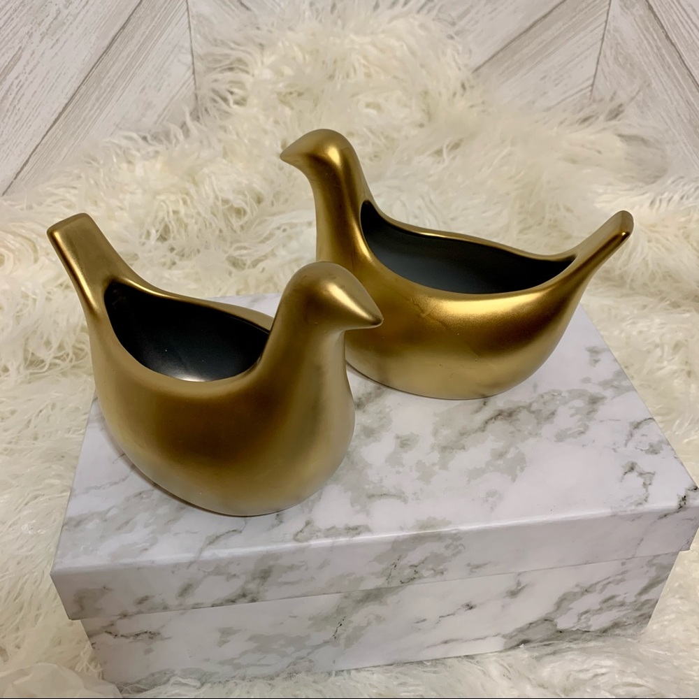 Set of 2 Opalhouse Gold Bird Novelty Planter